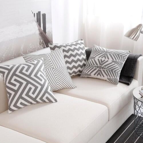 Nordic Style Thick Cushion Cover Fashion Gray Embroidery Geometric Pillow Cover 45cm*45cm Home Office Cushion Cover Car pillows