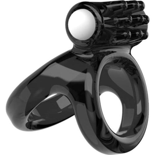 Support Dropshippping Dual Ring Soft Penis Cock Lock Vibrating Battery Power Time Delay Couple Sex Toys for men