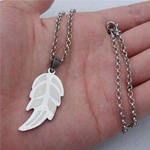 Plant Leaf Darkstripe Pendant Stainless Steel Necklace Unisex Jewelry Gift