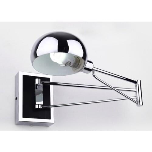 Antique Black Retro Industrial Mini Adjustable Wall Lamp With Long Swing Arm For Workroom Bedside Bedroom Illumination Sconce