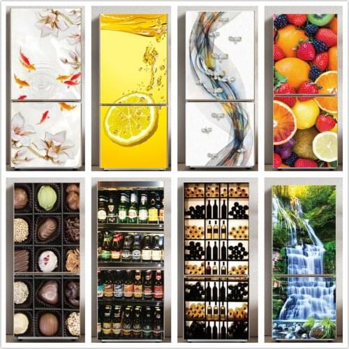 3D Self Adhesive Wallpaper Refrigerator Decoration Poster Door Sticker For kitchen Cabinet Waterproof Removable Wall Decal Mural