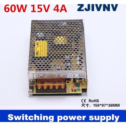 4A 60W Voltage Transformer AC 110V/220V to DC 15V Switch Power Supply for Led Strip LED display Led control Power Controller