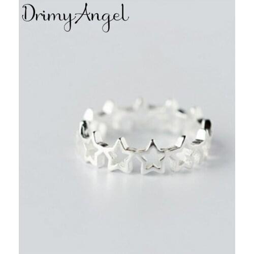 Boho Vintage Silver Color Star Rings for Women Lover Finger Ring Valentines Day Gifts