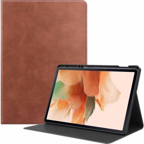 Vintage Stand Case With Pen Slot for Samsung Galaxy Tab S7 FE SM-T730 T735 T736B Soft Shockproof Cover PU Leather Protector