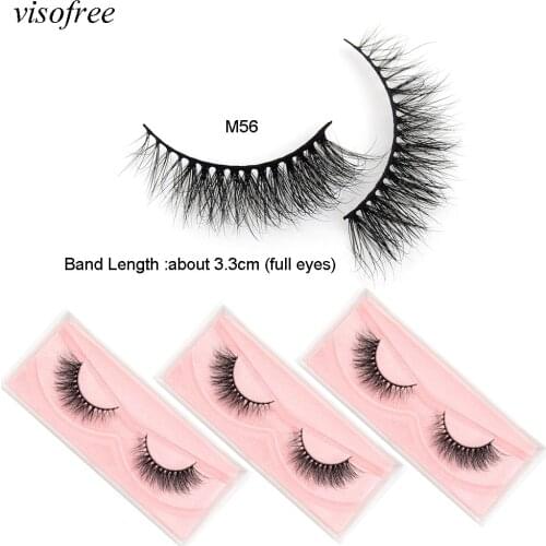 Visofree 3D Mink Eyelashes 100% Cruelty free Cross Lashes Full Volume Soft Makeup Beauty Handmade False Eye lashes M56