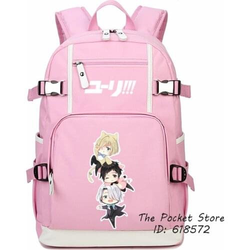 Top Quality Anime YURI on ICE Yuri Katsuki Victor Nikiforov Travel Backpack Cosplay School Bags for Girls Women Shoulder Bags