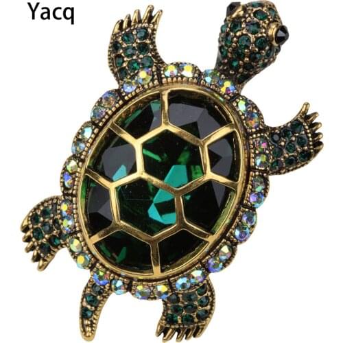 Yacq Turtle Tortoise Brooch Pin Pendant Summer Crystal Charm Fashion Jewelry Gift Women Girl dropshipping BA15 Gold Silver Color