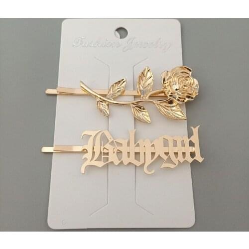 Babygirl Hairpin Rose Flower Hair Clip Bridal Gold Filled Headwear Bijoux Femme Head Piece For Women Jewelry Bridesmaid Gift