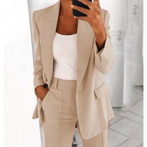 Womens Blazer jackets Spring Autumn Casual Plus Size Fashion Basic Notched Slim Solid Coats Office Ladies OutwearChic loosecoat