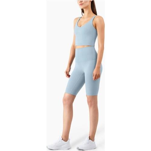 2021 Yoga Vest Women Sport Bra High Support V-neck Back Workout Push-up Sweat Naked-feel Fabric Gym Fitness Crop Top