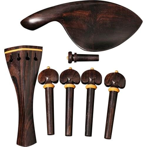 1Set Violin Parts Ebony Wood Violin Pegs Chin Rest End Pin Tuner Tailpiece Set 4/4 Violin Parts Very precious