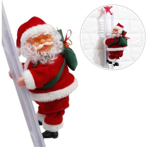 1 Pcs Santa Claus Climbing Ladder Electric Santa Claus Doll Christmas Tree Hanging Ornament Outdoor Indoor Door Wall Decoration