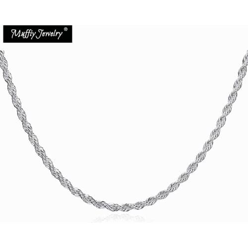 3mm Twisted Singapore Chain Link,Europe 925 Sterling Silver Chains Necklace Trendy Jewelry Fit Pendant Gift For Men & Women