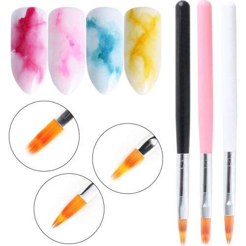 3pcs/set Nail Art Brushes Pen For Gel Polish Drawing Gradient Bloom Ombre UV Gel Brush Painting Tool Nylon Hair Manicure LY285-1