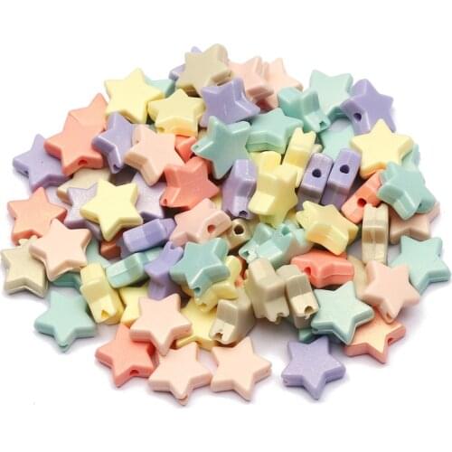 50-100pcs 10mm Mixed Color Star Acrylic Beads Loose Spacer Beads for Jewelry Making Handmade DIY Bracelet Necklace Accessories