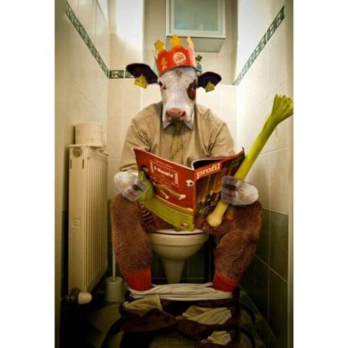 5D DIY Diamond Painting Full Square/Round Drill "Toilet cow" 3D Embroidery Cross Stitch Gift Home Decor GJ355