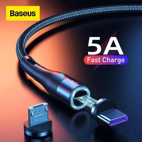 Baseus Magnetic USB Cable For iPhone Samsung Huawei Fast Charging Magnet Charger USB Type C Cable Mobile Phone Micro Cord Wire