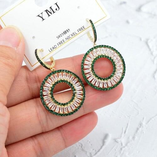 CINKILE New Cubic Zirconia Round Circle Drop Earrings for Women Wedding Bridal Party Hollow Round Earring Luxury Jewelry Gifts