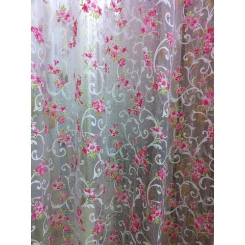 CS 28 Floral Sheer Curtain fabric Window Door Panel Curtain fabric Room Divider Voile Drape Scarf decorative Curtain fabrics