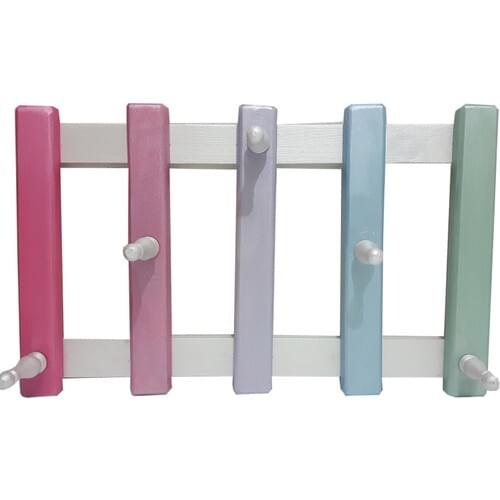 Deha Fashion Decorative Wall Coat Hanger Wooden Wall Hanger Door Hanger 5 Ball End Color