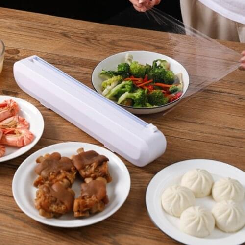 Cling Film Storage Holder Restaurant Cling Film Cutter Easy to Cut Kitchen Sealing Food Wrap Dispenser Cutting Box Kitchen Tool