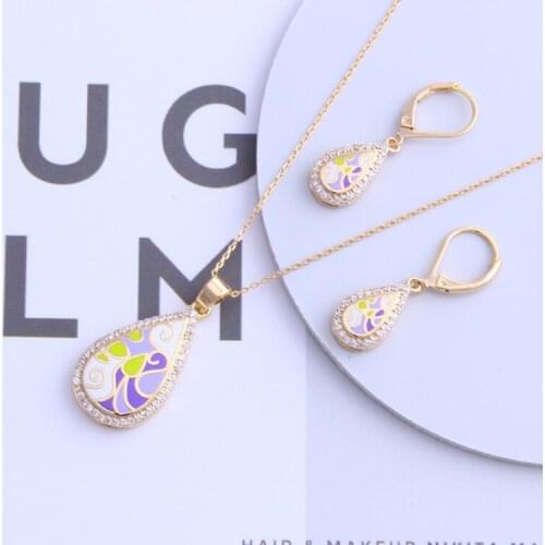 Fansheng New Arrival Women Vintage Birthday Gift Elegant Colorful Classic Enamel Sets Necklace/Earring free shipping
