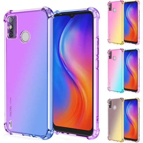 Gradient Silicone Phone Case For Tecno Spark 5 6 7 7P GO 2020 5 6 Air Camon 12 15 Premier 16 17P POP 3 4 4 Pro 5 Soft TPU Cover