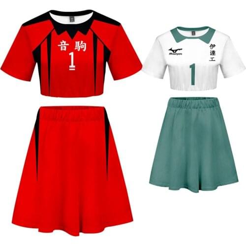 Haikyuu Cosplay Costume Haikyuu Ushijima Wakatoshi Top Skirt Suit Kuroo Tetsurou Girls Sexy Club Costume Summer Sports Suit L321