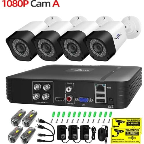 Hiseeu 4CH AHD CCTV Security Camera System 2MP 1MP IR-Cut Outdoor Camera Video Surveillance system Kit E-mail Alert App View