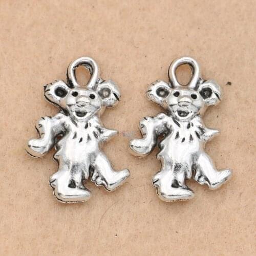 KJjewel Antique Silver Plated Mouse Charms Pendants Jewelry Accessories DIY Jewelry Making Bracelet 22x15mm