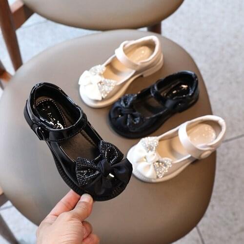 Big Bow-knot Girls Leather Shoes Kids Casual Leather Flats T-strap for Wedding Party Oxfords British Childrens Sneakers Sweet