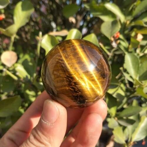 Cute natural tiger eye stone sphere energy quartz crystal ball reiki healing spar help with meditation