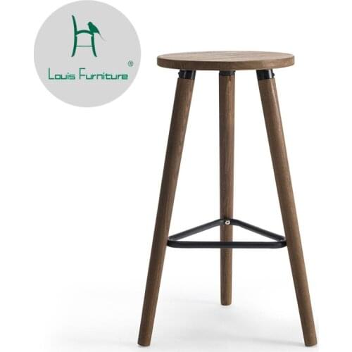 Louis Fashion Bar Stools All Solid Wood Chairs High Chairs Simple Modern High Chairs