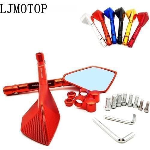 Motorcycle Mirrors CNC Aluminum Motorbike Handlebar Rearview Mirrors Blue For BMW r 1200 rt R1200S R1200ST S1000R Ducati SS750