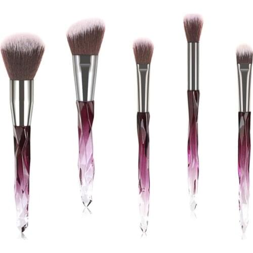 5Pcs Crystal White Wooden Handle PurpleGold Tube Eye Makeup Brush Set Blooming Outline Tool To Create A Refined Look #LR1