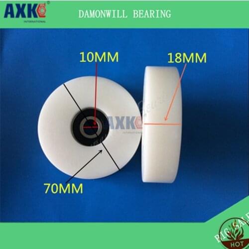 Plastic coated 10*70*18 nylon wheel 6200 bearing POM polyurethane guide wheel roller pulley rubber wheel