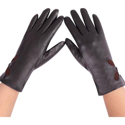 2020 Autumn and Winter New Ladies Leather Gloves Double-Layer Warmth Outdoor Riding and Driving Wind and Cold Waterproof Gloves