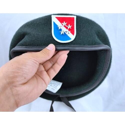 New Us Army 11th Special Forces Group Wool Green Beret & OFFICER 5 STAR GENERAL RANK BADGES INSIGNIA Military Hat