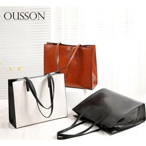OUSSON 2021 New Design Leather Large Capacity Shoulder Bag Fashion Messenger Bag Multifunctional Tote Bag For Women