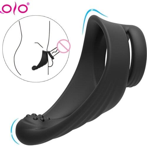 OLO Male Silicone Penis Ring Erection Sex Toys Prostate Massage Delay Ejaculation Dual Ring Lock Ring Non-vibrating