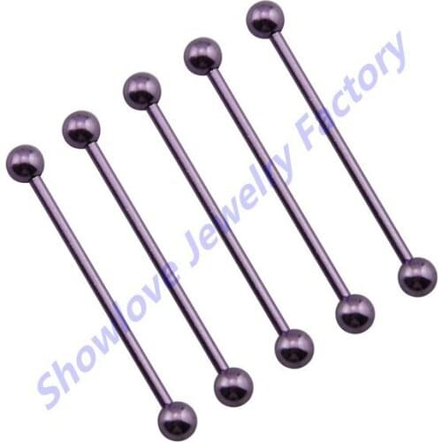 Showlove-10pcs Ear Industrial Barbell Surgical Steel 14G Straight Barbell Tragus Ear Piercing Studs Rings