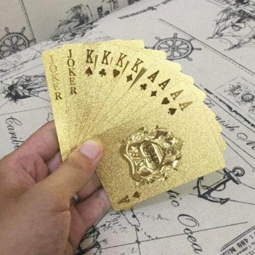 PVC Golden Poker Waterproof Plastic Playing Cards Set Black Color Poker Card Sets Classic Magic Tricks Tool Poker Games