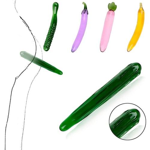 Pyrex Glass Dildo Artificial Penis Realistic Dildo For Women Fruit Vegetable Shape Female Masturbation Device Anal Plug Sex Toys