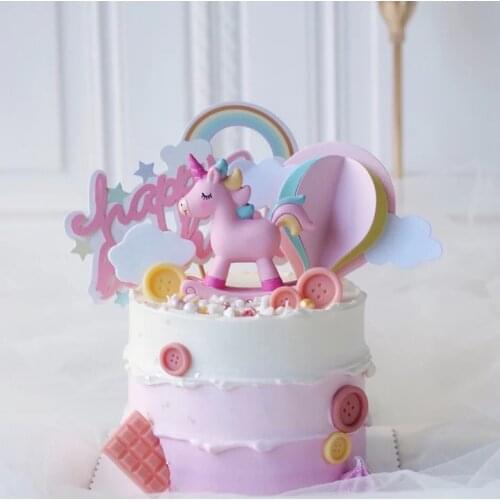 Unicorn Cake Topper raibow Brithday Party Supplies Unicorn Brithday Cake Decor 1st Girl boy kids Birthday Party Unicornion Gifts