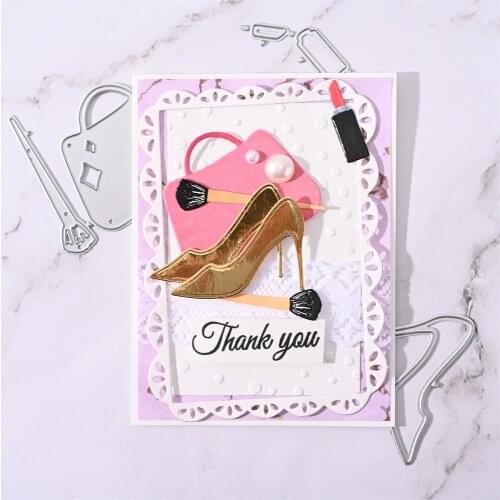 Shopping Bag Brushes High Heels Lipstick For Women Metal Stencil For DIY Scrapbooking Paper Card Making Embossing Craft Dies Cut
