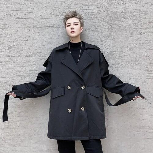 New Korean Style Fashion Classic Double Breasted Waistband Mens Short Trench Autumn Casual Male Wind Coat Overcoat Streetwear
