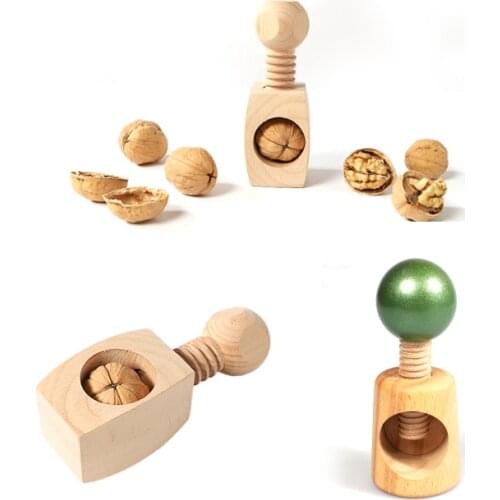 Wooden Walnut Opener for Kids Montessori Life Practical Materials Food Preparation Area Hand-eye Coordination Exercises