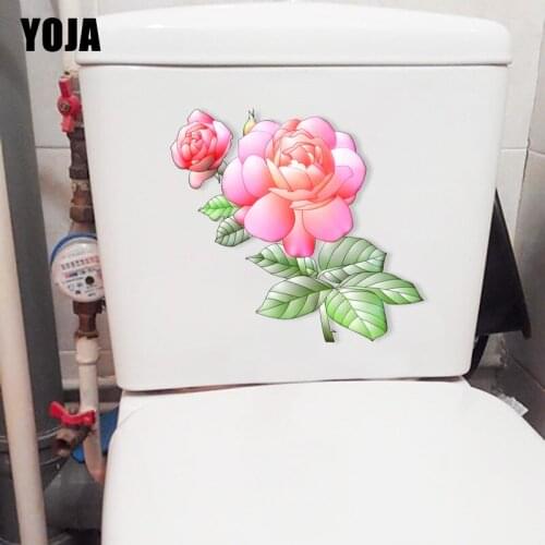 YOJA 22*20.4CM Rose Branch Modern Art Home Room Wall Decor Creative WC Toilet Sticker T1-0653
