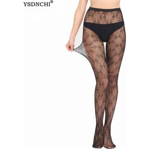 YSDNCHI Hot Sale Bowknot Pantyhose Stockings Skinny Tights Sexy High Stretch Hosiery Fancy Long Women Stocking White Fish Net