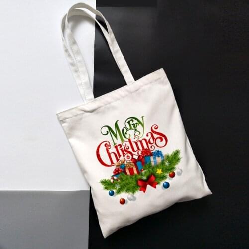 Women Canvas Handbag Christmas Shopping Bag Funny Merry Christmas Tote Bag Harajuku Casual Female Shoulder Bag Ulzzang Bags